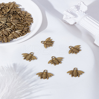 76Pcs Tibetan Style Alloy Bee Pendants FIND-LP0004-29-1