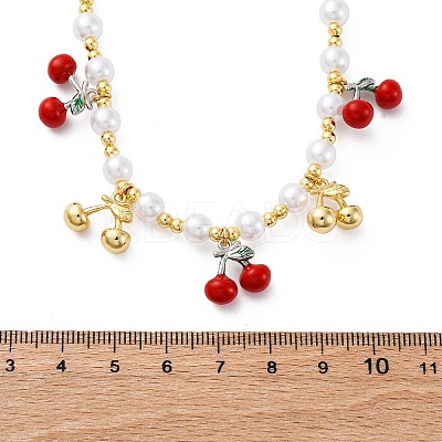 Brass Micro Pave Clear Cubic Zirconia Beaded Necklaces NJEW-Z059-04G-04-1