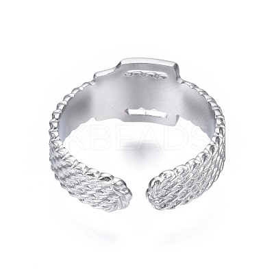 Non-Tarnish 304 Stainless Steel Belt Buckle Shape Cuff Ring RJEW-T023-59P-1