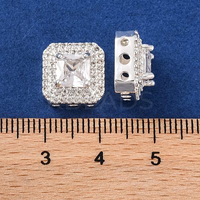 Brass Micro Pave Clear Cubic Zirconia Beads KK-S389-29S-1