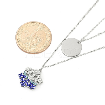 304 Stainless Steel Double Layered Necklaces NJEW-P320-14G-01-1