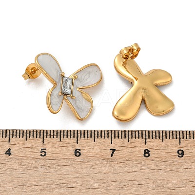 304 Stainless Steel Butterfly Stud Earrings EJEW-S268-01G-B-1