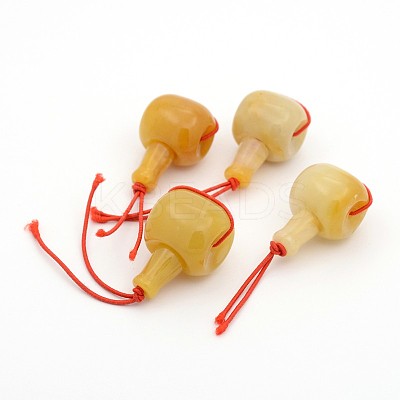 Gourd 3-Hole Natural Jade Guru Beads G-F223-08-12mm-1