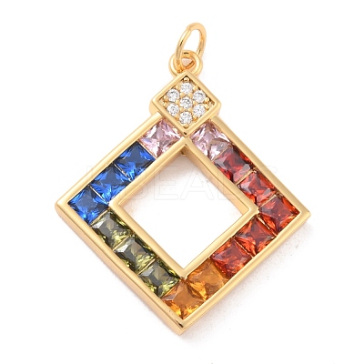 Eco-Friendly Brass Micro Pave Cubic Zirconia and Glass with Enamel Pendants KK-K268-30G-1
