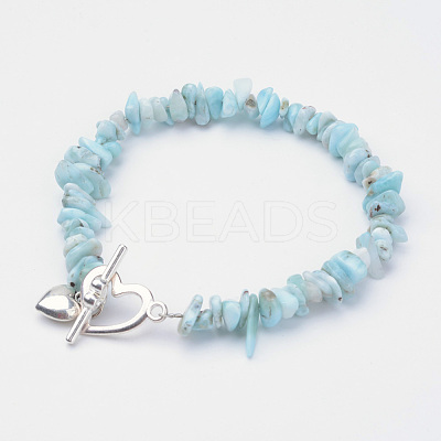 Natural Larimar Beaded Bracelets BJEW-JB02681-01-1
