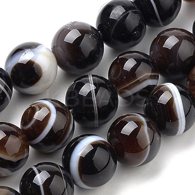 Natural Striped Agate/Banded Agate Beads Strands G-S259-04A-8mm-1