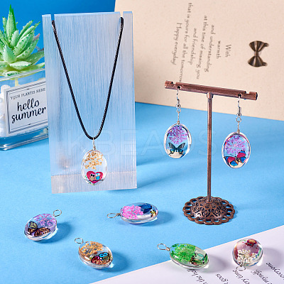 5Pcs Transparent Glass Pendants GLAA-TA0002-84-1