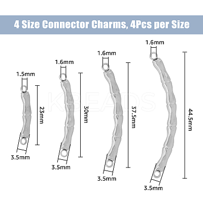 16Pcs 4 Styles 304 Stainless Steel Connector Charms STAS-DC0013-62-1
