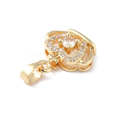 Rack Plating Brass Micro Pave Clear Cubic Zirconia Pendants ZIRC-F128-03G-1