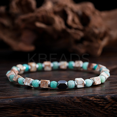 Natural Mixed Gemstone Beads Stretch Bracelets for Men RE8407-1