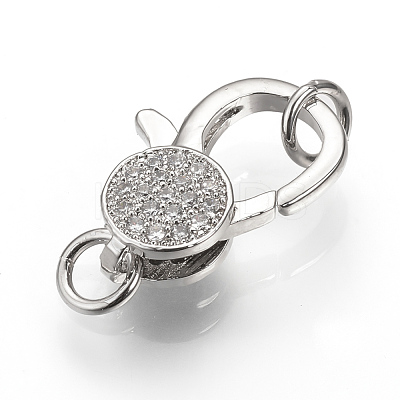 Brass Micro Pave Cubic Zirconia Lobster Claw Clasps ZIRC-S058-21P-1