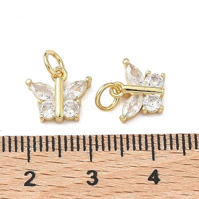 Brass Micro Pave Clear Cubic Zirconia Charms KK-F930-20G-1
