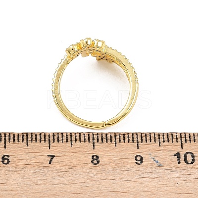 Brass Micro Pave Cubic Zirconia Cuff Rings for Women RJEW-Z113-42G-1