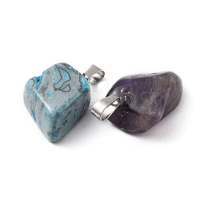10Pcs 5 Styles Natural & Synthetic Mixed Gemstone Pendants G-YW0001-37-1