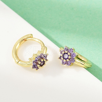 Brass Micro Pave Cubic Zirconia Hoop Earrings EJEW-S277-07G-1