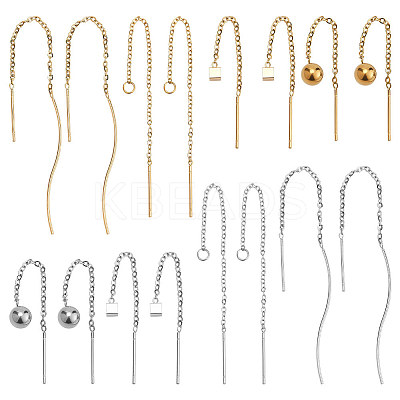 16Pcs 8 Style Cube & Round & Twist 304 Stainless Steel Stud Earrings EJEW-PH0001-26-1