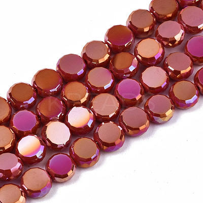 Electroplate Opaque Solid Color Glass Beads Strands EGLA-T020-07L-1
