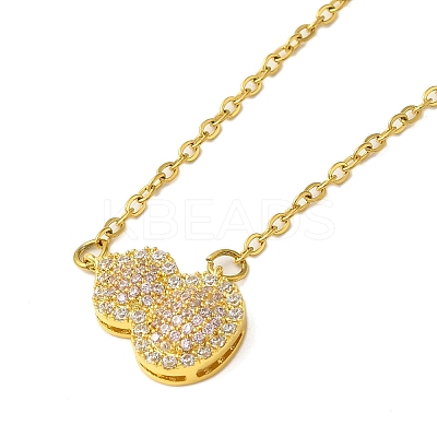 304 Stainless Steel Cubic Zirconia Pendant Necklaces NJEW-Q347-01D-1
