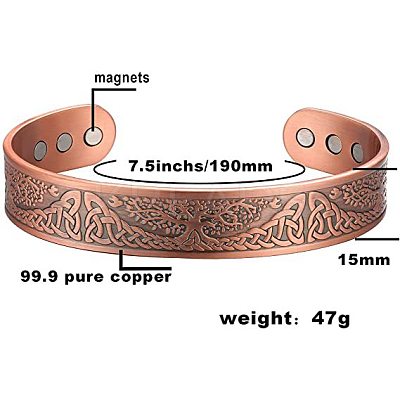 Tree of Life Pattern Alloy Magnetic Cuff Bangles for Men FS-WG37AAB-01-1