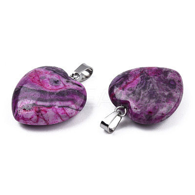 Natural Map Stone Pendants G-N0325-18F-1