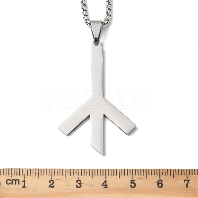 201 Stainless Steel Death Rune Symbol Pendant Necklaces LS-NJEW-H065-18P-1