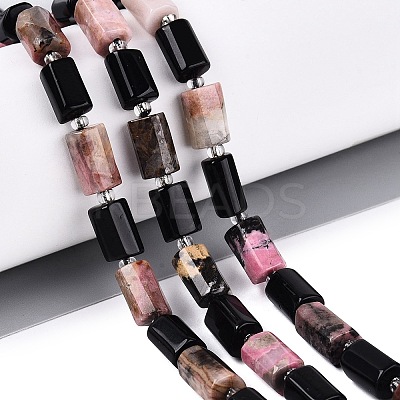 Natural Obsidian & Rhodonite Beads Strands G-Q614-01A-08-1