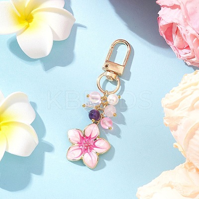 Alloy Enamel Flower Pendant Decorations HJEW-JM03715-02-1