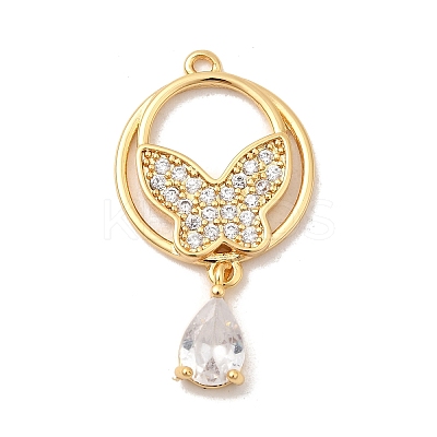 Brass Pave Clear Cubic Zirconia Pendants KK-P340-48G-1