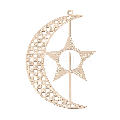 Brass Etched Metal Embellishments Big Pendants KK-Z058-08KCG-1