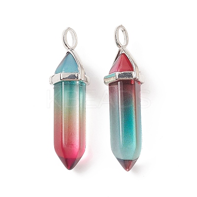 Faceted Bullet Glass Pointed Pendants KK-E282-01P-06-1