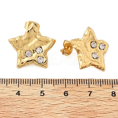 304 Stainless Steel Rhinestone Stud Earrings for Women EJEW-U052-02G-1