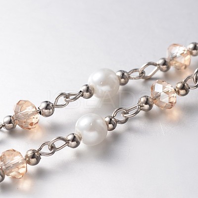 Handmade Faceted Rondelle Glass Beads Chains for Necklaces Bracelets Making AJEW-JB00122-04-1