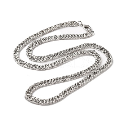 Iron Cuban Link Chain Necklaces for Women Men NJEW-A028-01F-P-1