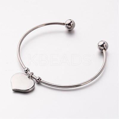 Tarnish Resistant 304 Stainless Steel Cuff Bangles BJEW-JB02389-01-1