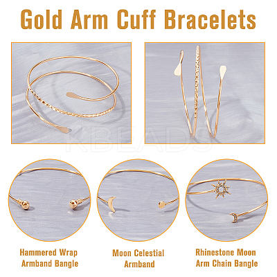 4Pcs 4 Styles Iron Three Loops Wire Wrap Bracelet Set BJEW-FI0001-19-1