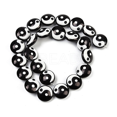 Yin-yang Theme Baking Paint Glass Beads LAMP-B028-01B-1