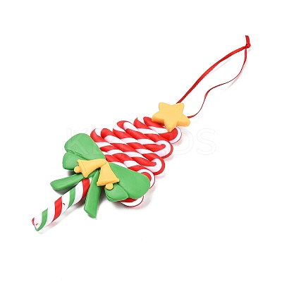Christmas Tree Lollipop Handmade Polymer Clay Pendant Decorations HJEW-P017-02D-1