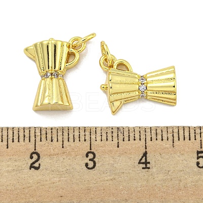 Rack Plating Brass Micro Pave Clear Cubic Zirconia Pendants KK-B091-36G-1