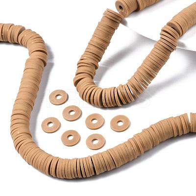 Flat Round Handmade Polymer Clay Beads CLAY-R067-10mm-37-1