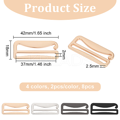 8Pcs 4 Colors Zinc Alloy Underwear Strap Buckles FIND-OC0003-08D-1