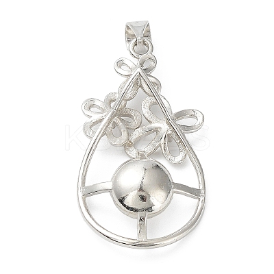 Platinum Plated Brass Pendant Cabochon Settings KK-Q776-01P-04-1