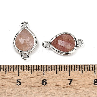 Natural Strawberry Quartz Faceted Connector Charms G-L514-048G-02-1