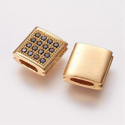 Brass Micro Pave Cubic Zirconia Beads ZIRC-G097-05G-1