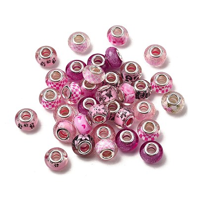 Printed Transparent Resin European Beads RESI-C063-03D-1