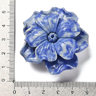 Synthetic Shell Dyed Carved Flower Connector Charms SHEL-D081-01B-1