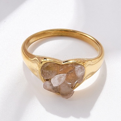 Heart Natural Quartz Crystal Finger Rings RJEW-D303-01G-04-1