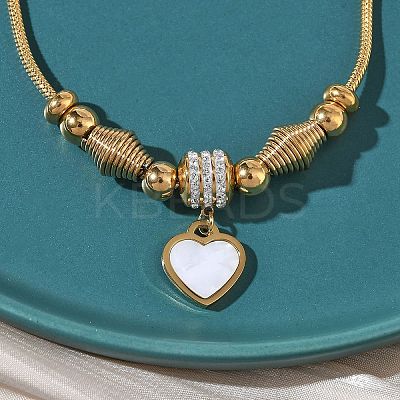 European Style Polymer Clay Rhinestones & 201 Stainless Steel & Natural Shell Charm Bracelets BJEW-G765-03G-02-1