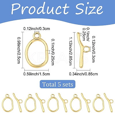 5Pcs 304 Stainless Steel Toggle Clasps STAS-YW0003-36G-1