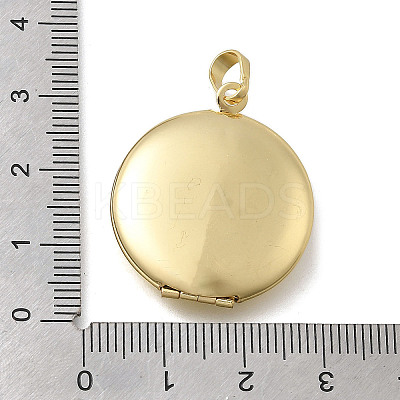 Brass Flat Round Locket Pendants KK-D431-028A-G-1