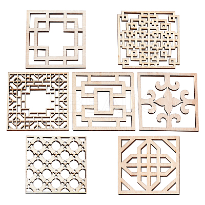 Undyed Natural Wood Filigree Joiner Links WOOD-GF0001-33-1